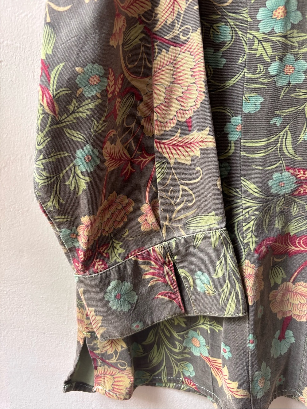 Tianello Floral Button Down Shirt M Green Boho Art Botanical Made in USA - Picture 8 of 13